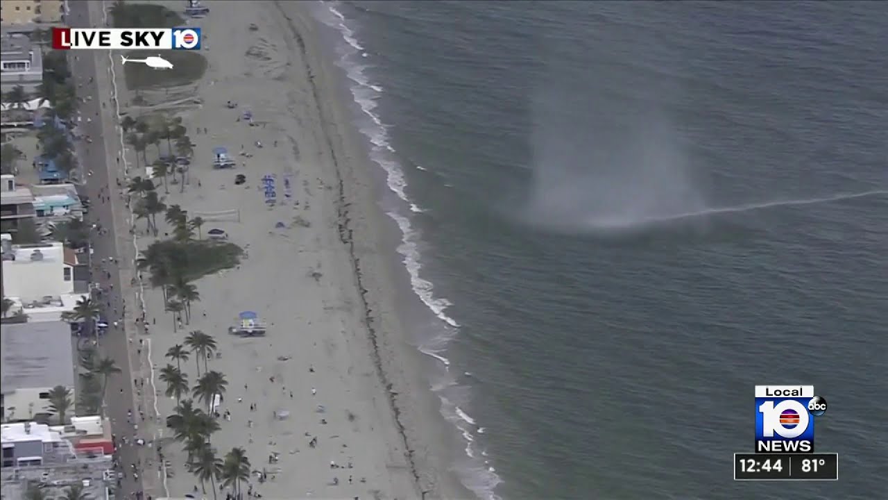 Waterspout comes ashore as tornado on Hollywood Beach