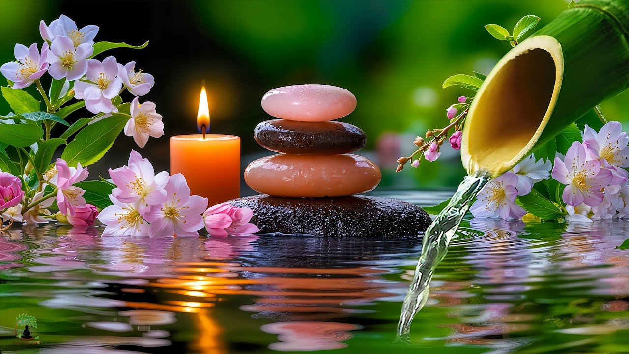Relaxing Sleep Music 🌿Bamboo Water Fountain & Nature Sounds, Soothing Spa Piano Music, Stress Relief