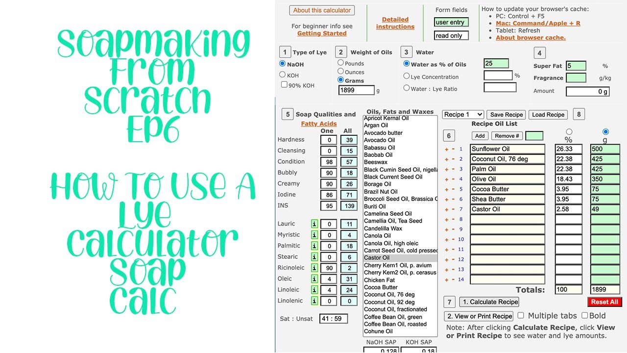 How to Easily Use Soap Calc Lye Calculator | Soap Making From Scratch | Episode 6