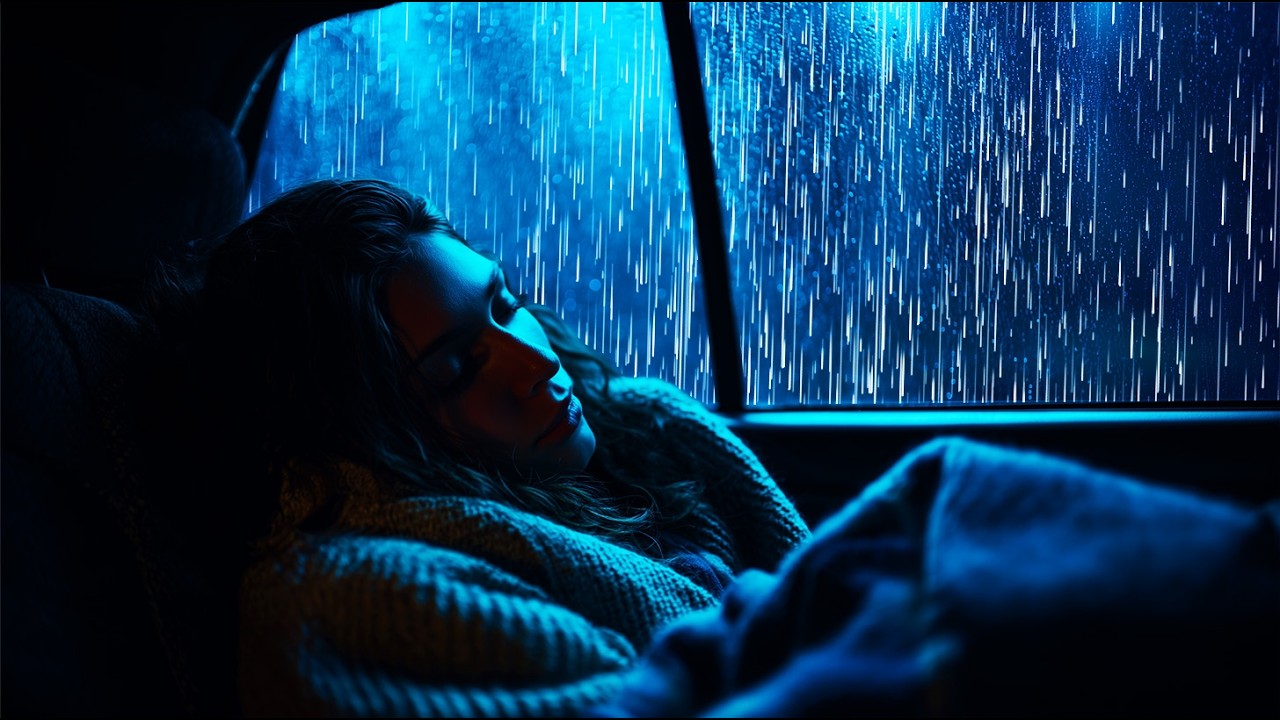 Falling Asleep in the Car During Heavy Rain – Peaceful Night Sounds for Deep Relaxation