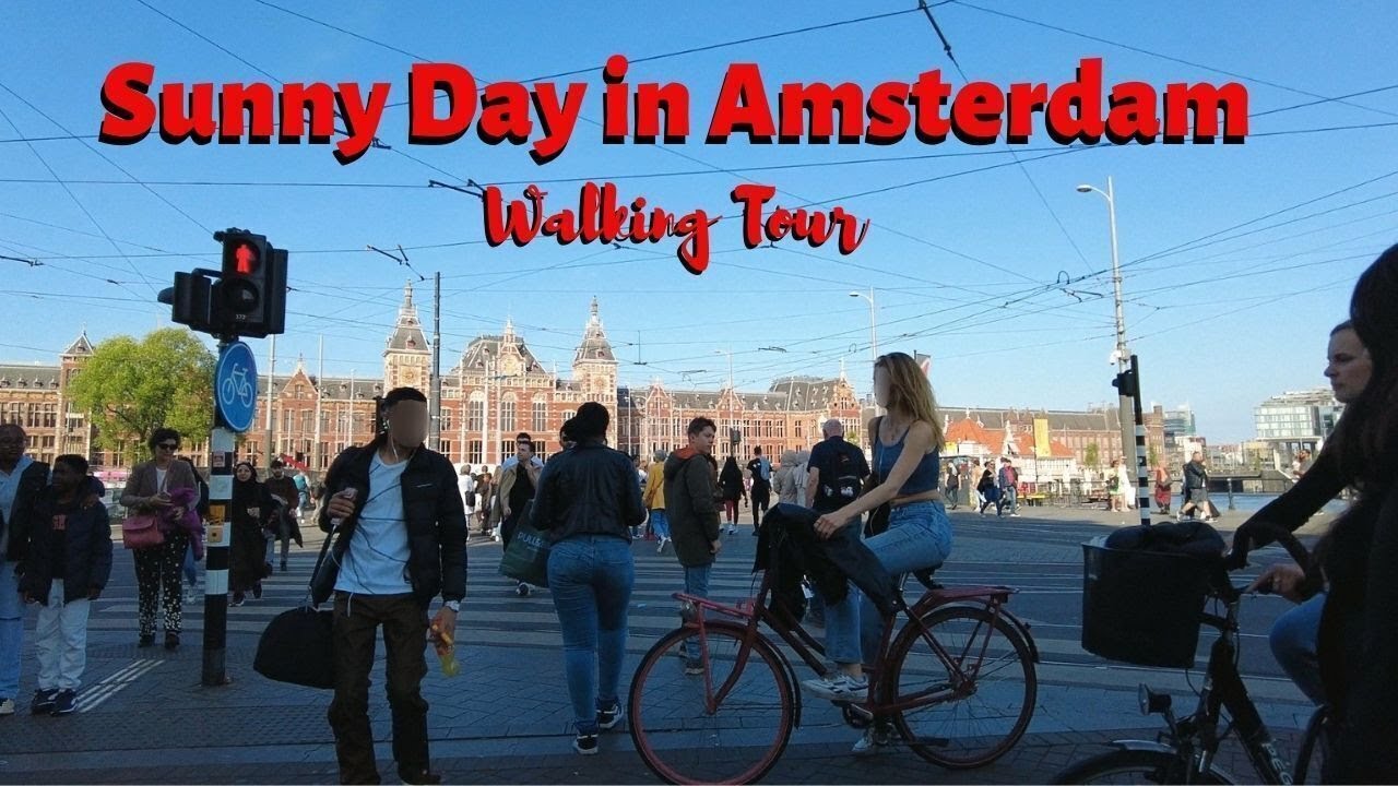 Sunny Day in Amsterdam Walking Video [4K] | Damrak Amsterdam Walking Tour