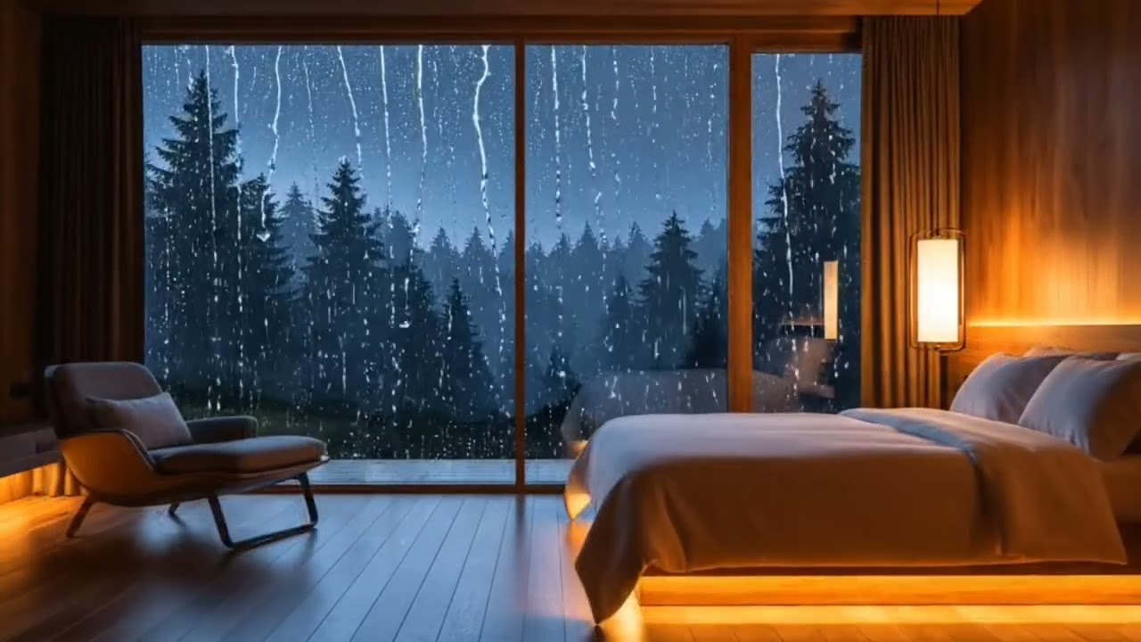 Realistic Rain on Glass Window 🌧️ 4K Sleep Ambience for Relaxation & Focus