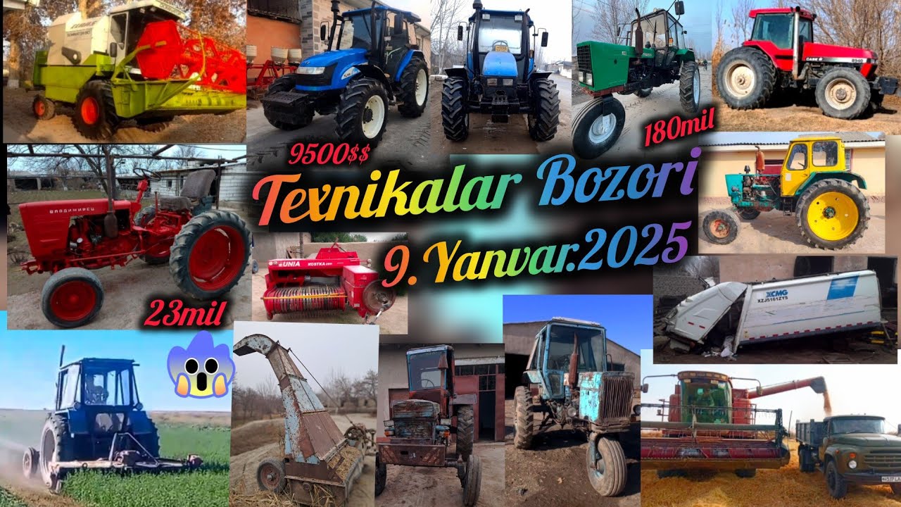 TexnikalarBozori 9.Yanvar.2026 Belarus Mtz T28 Yumz T-40 Jatka T25 New Holland Claas Kombayn Cess.