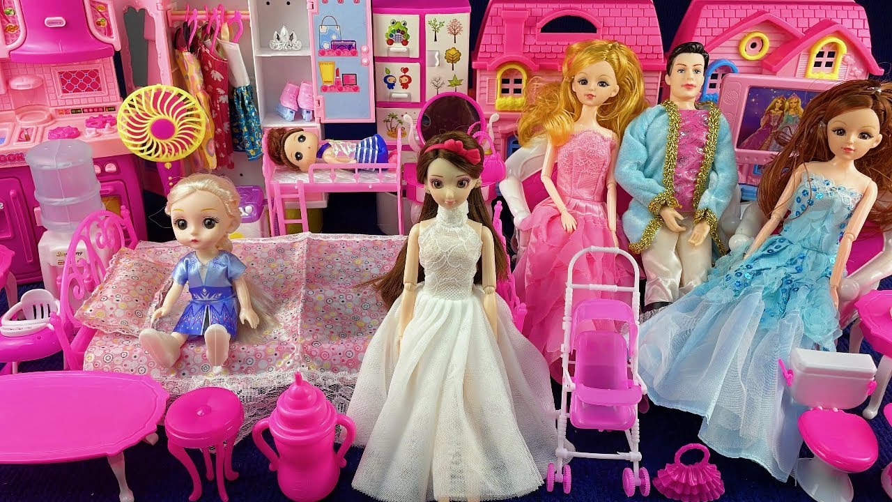 10 Minutes Satisfying with Unboxing Pink Barbie Living Room ToySet Review Toys | ASMR 