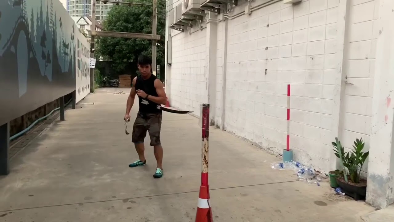 Shamshir sword cutting