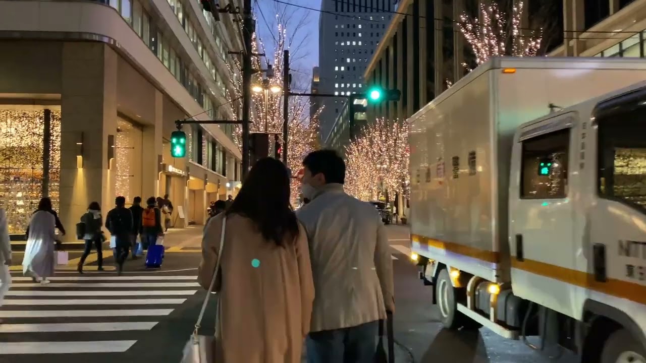 Busy Tokyo Street with Christmas Lights Explore World #ExploreTokyo #TokyoStreetView