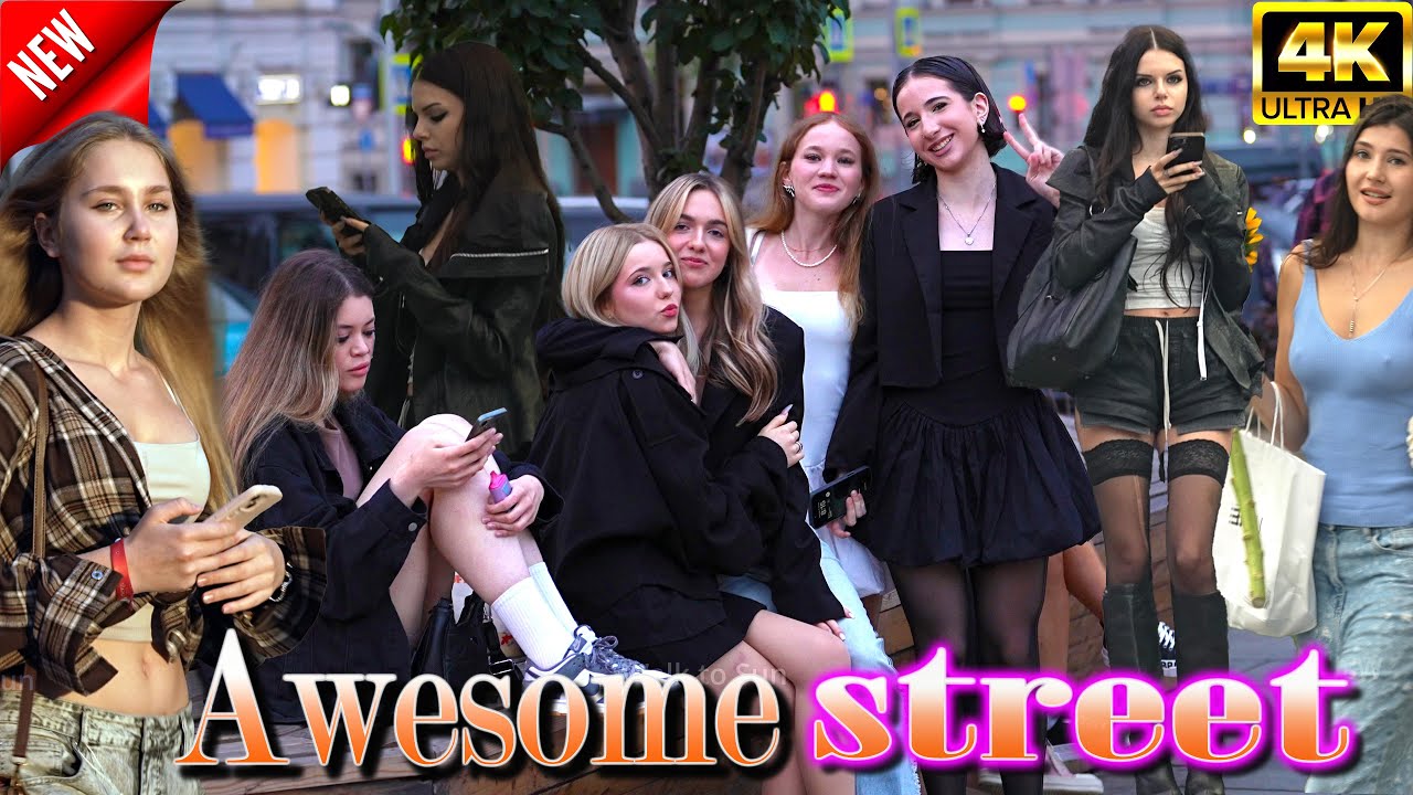 💓4K Amazing stylish girls and young men in the very center of Moscow 2025