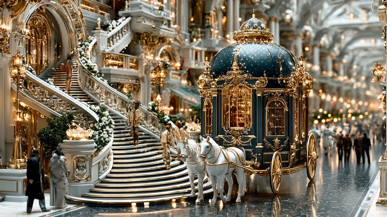 “AI Generated Royal City Palace of Golden Luxury in 4K | A Fairytale Carriage Awaits