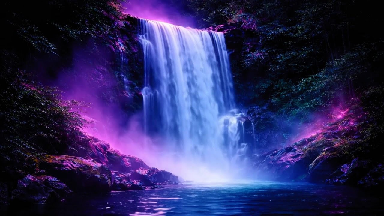 Deep Sleep with Fan Noise & White Waterfall | 11:11:11 |  No Ads | Dream in Neon