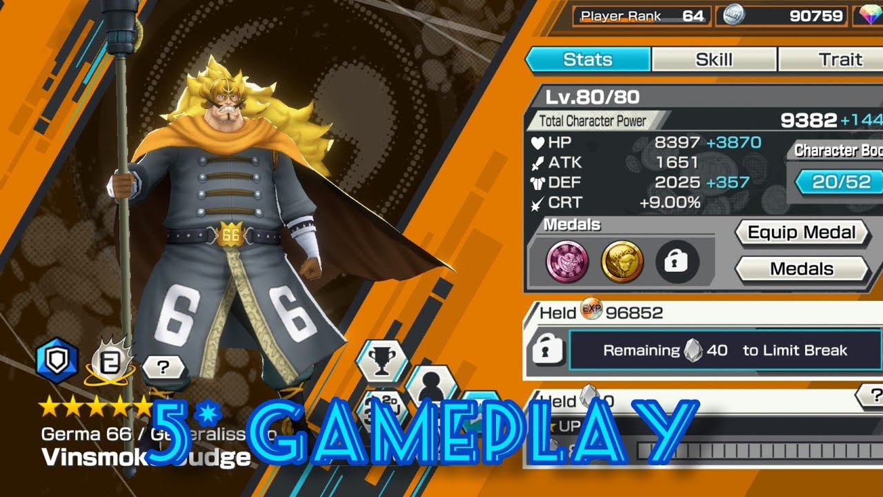 [OPBR] Germa 66 Vinsmoke Judge 5* Gameplay