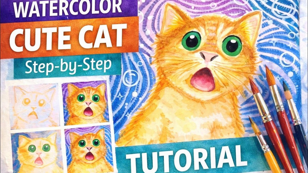 Watercolor Cat Painting – Full 45 Min Process | tutorial