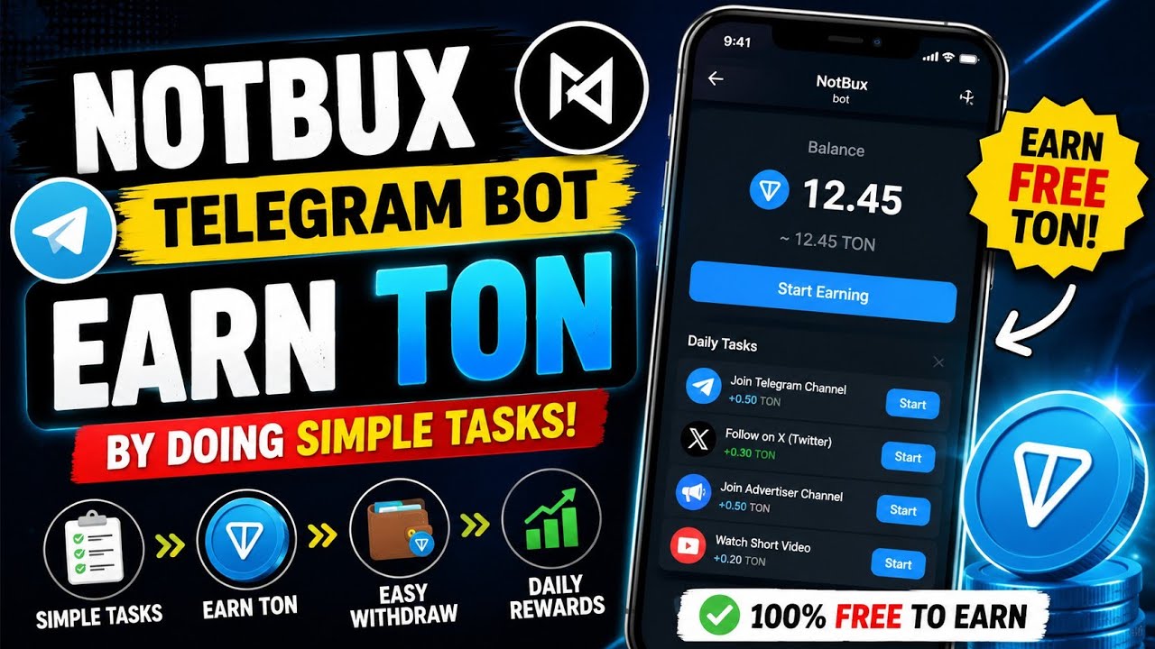 🔥 Earn TON for FREE! NOTBUX Telegram Bot Pays You for Simple Tasks @KayaniG-hc2gr 