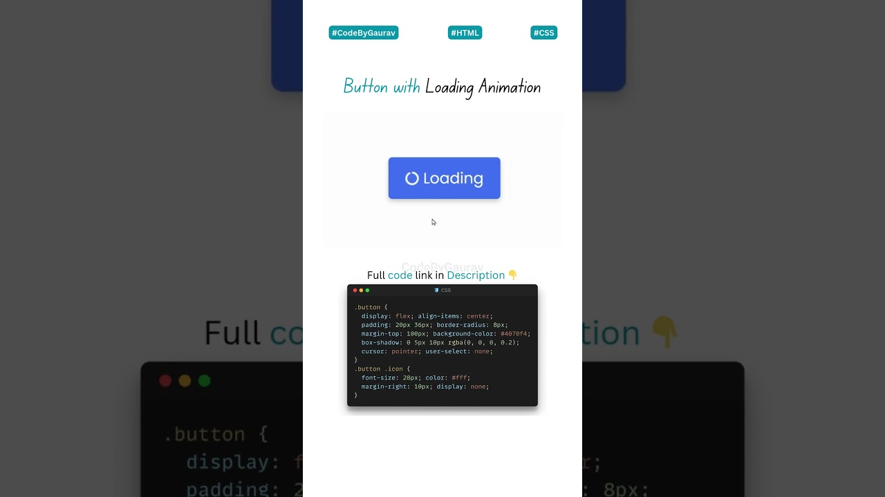 🛒 Add to Cart Button with Loading Animation using HTML & CSS #webdevelopment #coding #css #shorts