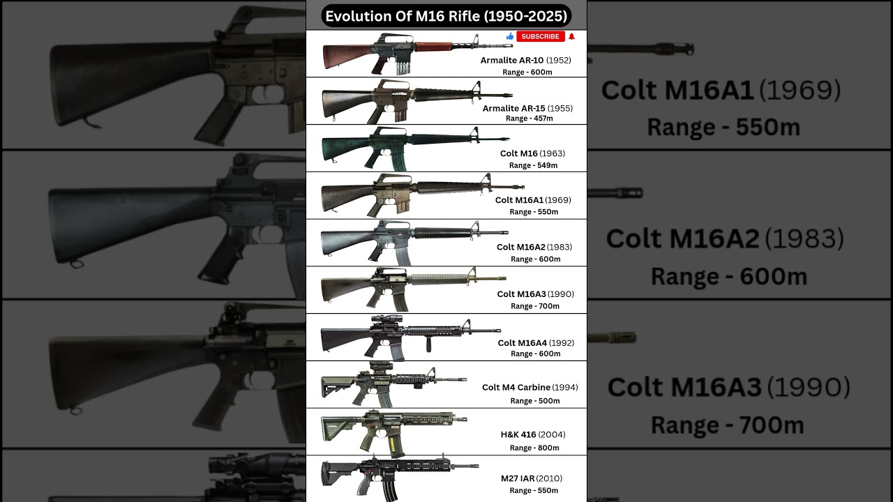 Evolution of the M16 Rifle (1956&ndash;2025): AMERICAN Infantry Iconic Rifle #shorts