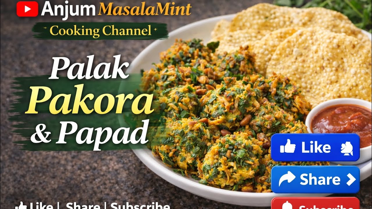 Palak pakora | papad| Crispy palak Pakora with Papad | Evening Snacks Recipes 