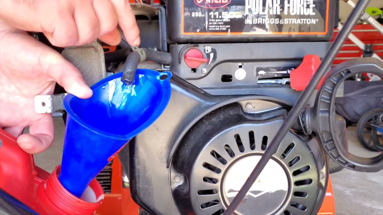 Ariens 28" Deluxe snowblower fuel draining winterizing