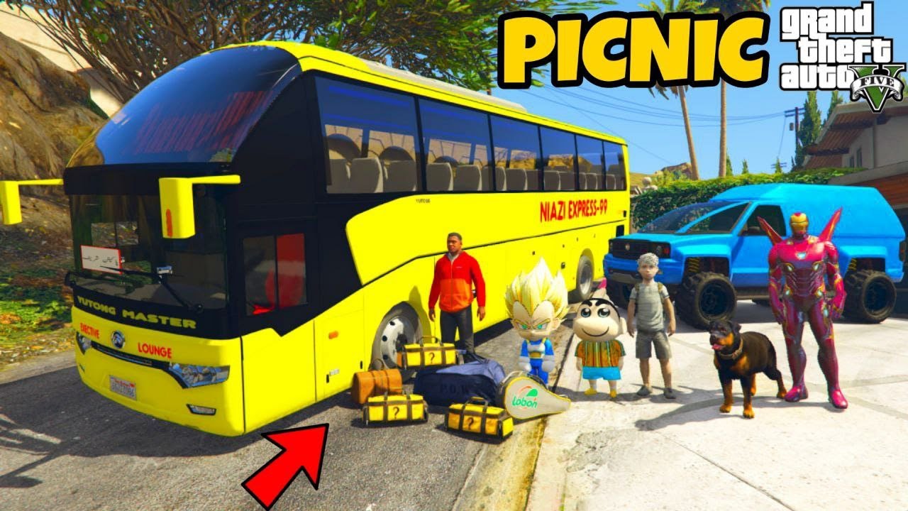 Franklin and Shinchan Plane A Road Trip With Luxury BUS From Los Santos To North Yankton IN GTA 5