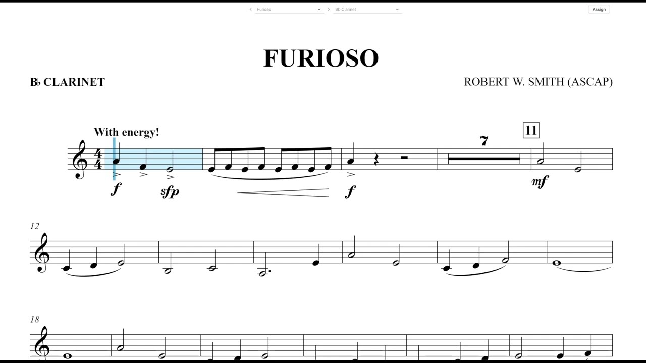 Furioso (Robert W. Smith) Bb Clarinet Play Along