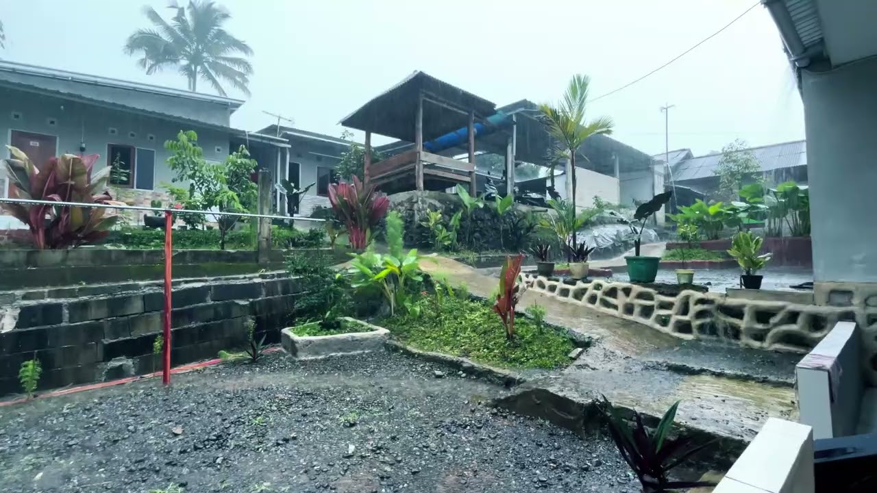 Night Rain on Villa Terrace | Relaxing Sounds for Quick Sleep