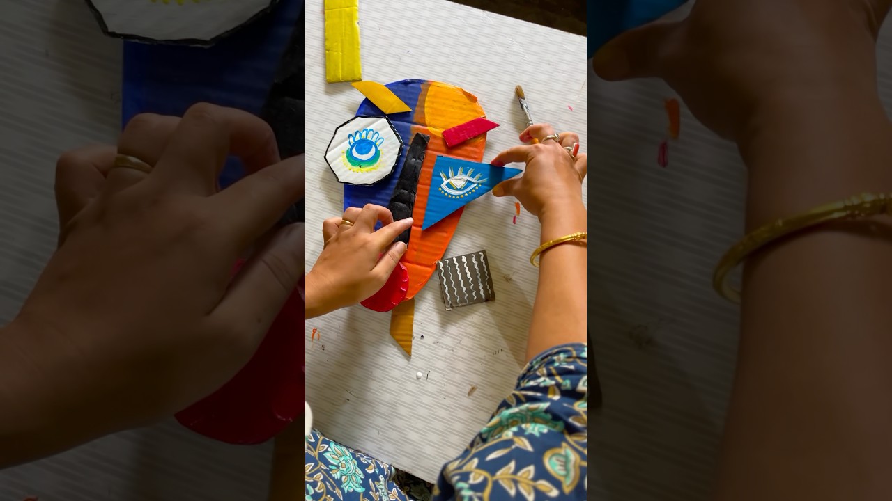 Diy geometric craft😍 #diy #easycraftideas #craftvideos #youtubeshorts