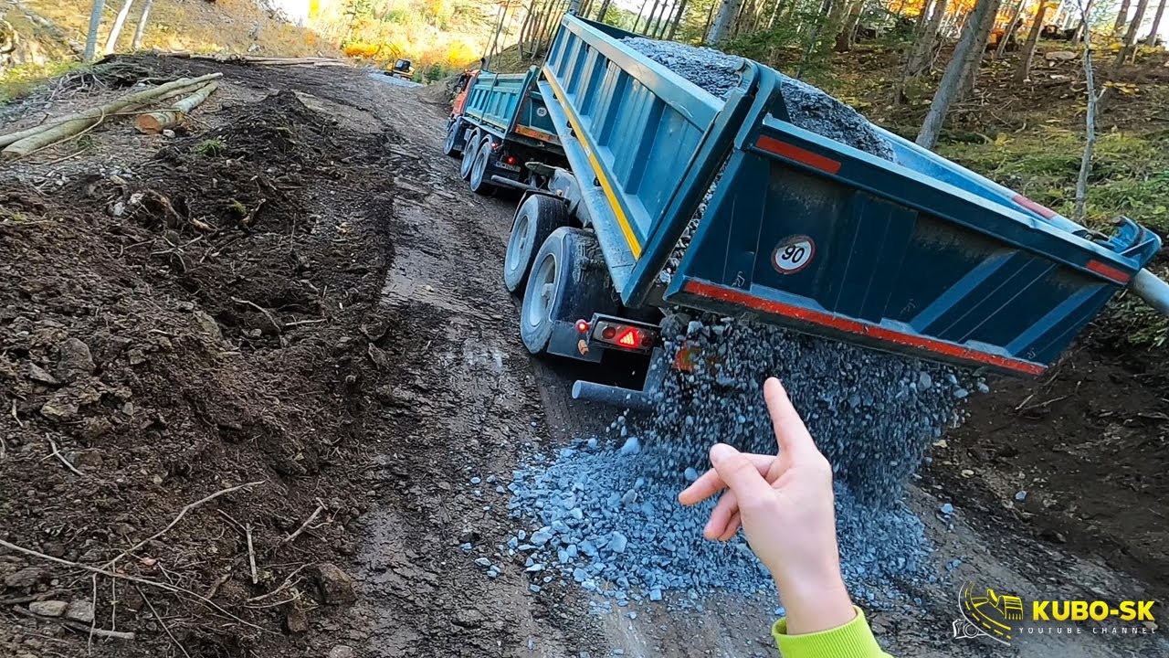 LESNÁ CESTA | JCB bager & TATRA sklápač s prívesom | Forest road | Head view