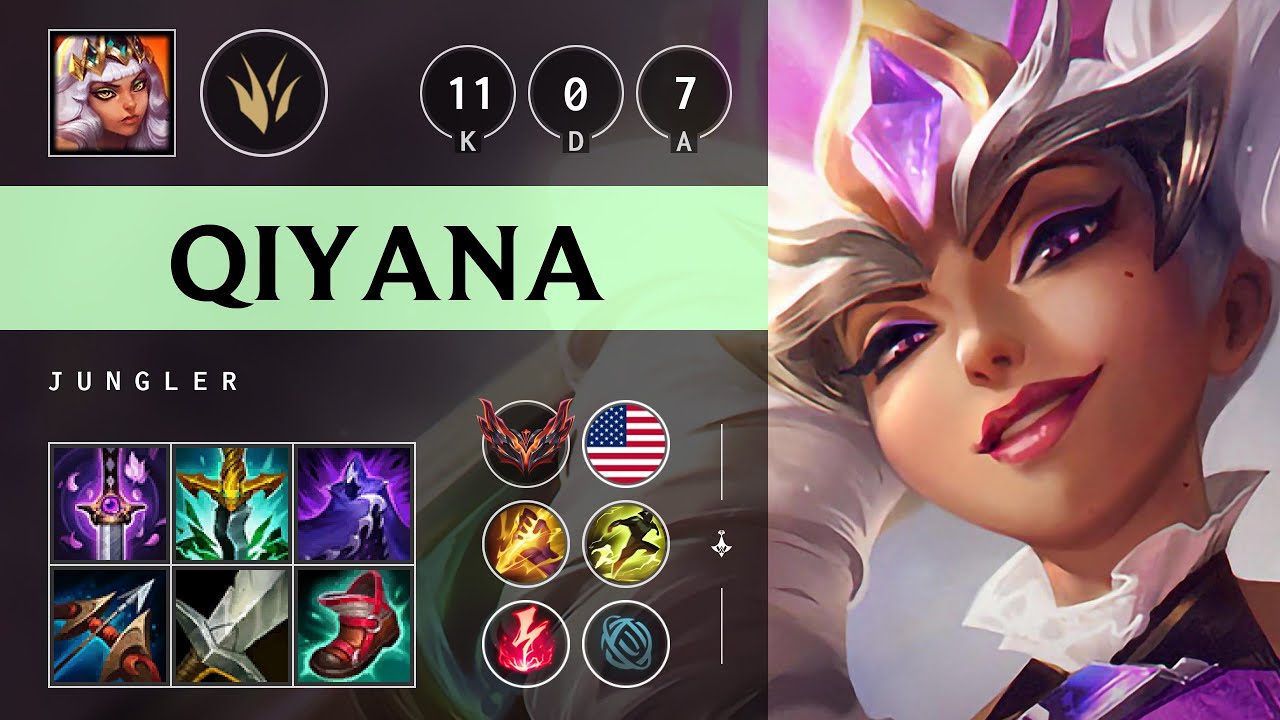 Qiyana Jungle vs Lee Sin: Perfect KDA, Legendary - NA Grandmaster Patch 25.S1.1