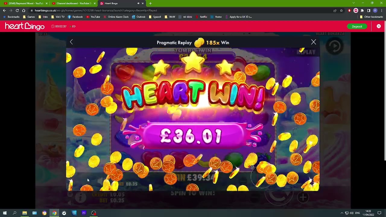 Low stakes Heart Bonanza best win thus far on Heart Bingo