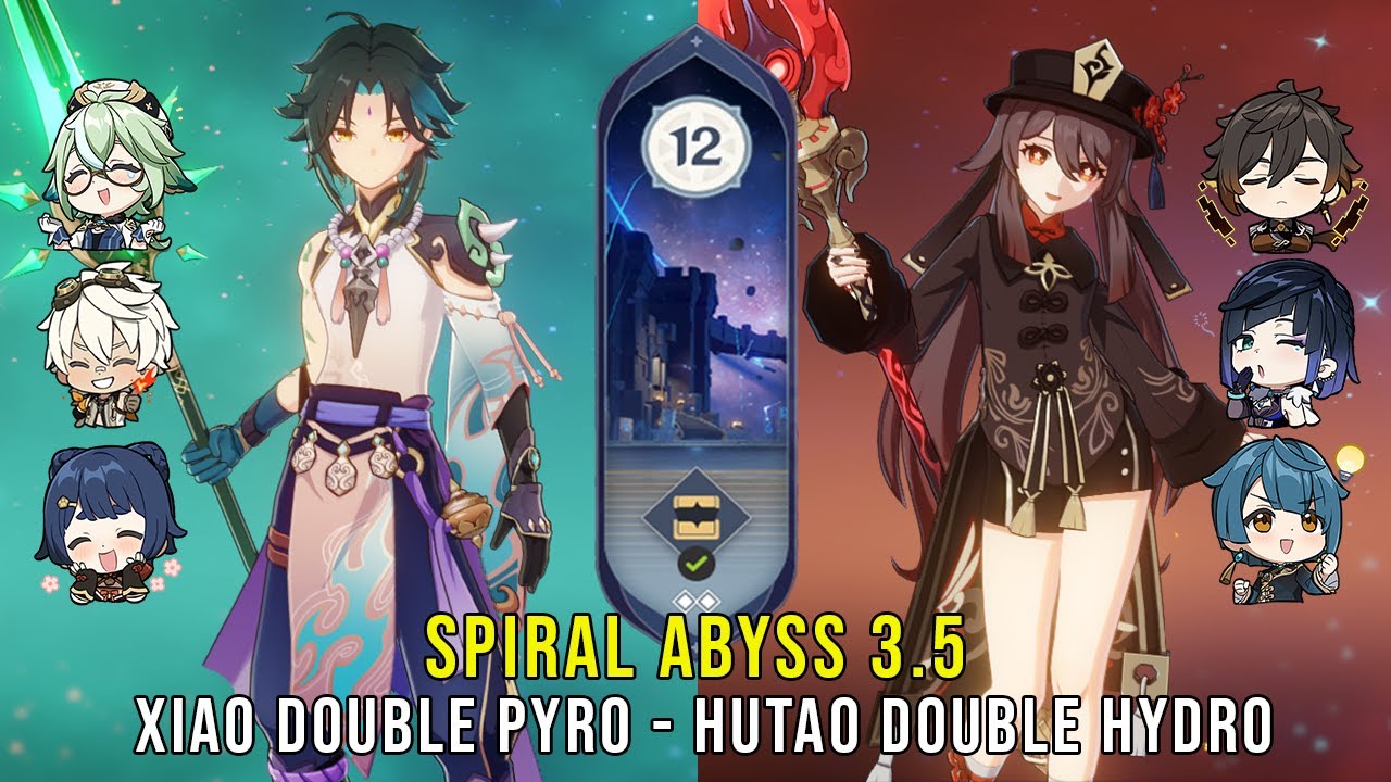 C0 Xiao Double Pyro and C1 Hutao Double Hydro - Genshin Impact Abyss 3.5 - Floor 12 9 Stars