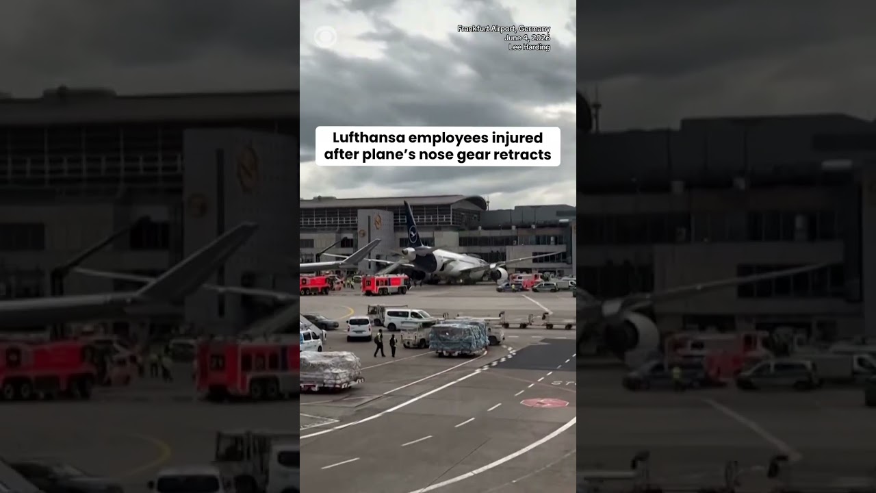 Lufthansa employees injured after plane's nose gear retracts #shorts
