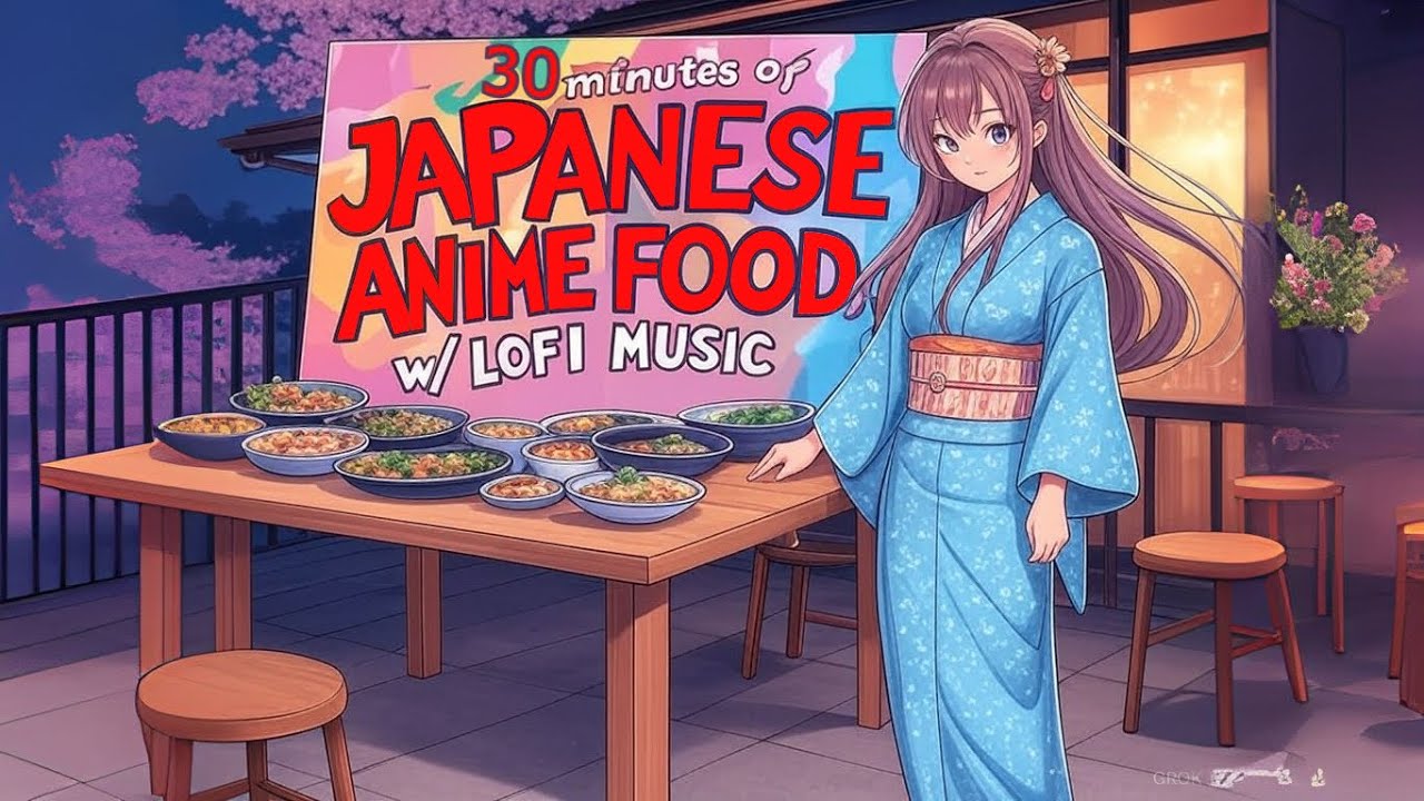 30+ MINUTES of JAPANESE Anime Food 🍜 | Calming Ambience with LOFI Music {No Looping Visuals!} pt.9