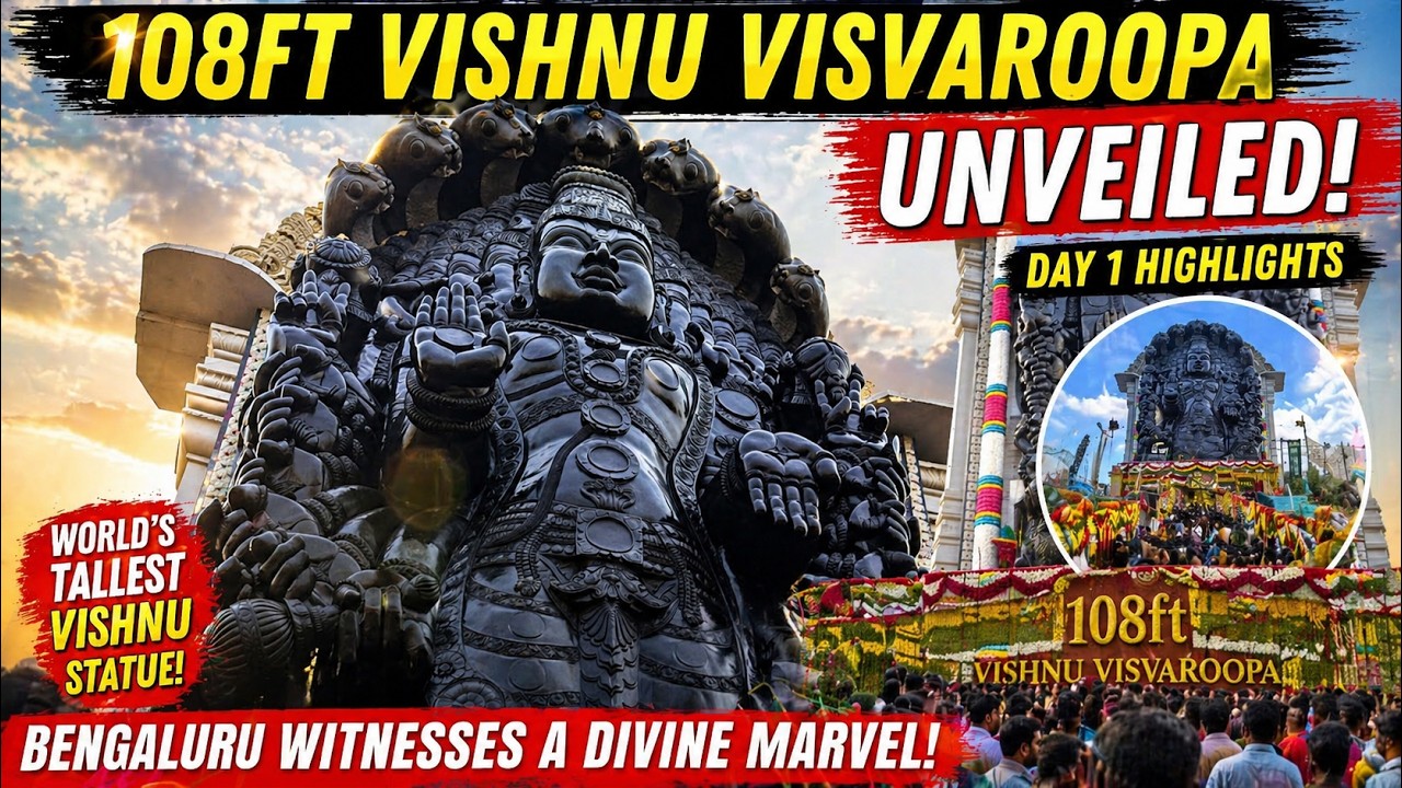 World’s Tallest Vishnu Visvaroopa Statue Unveiled | Day1 Highlights | 108ft Tall Marvel in Bengaluru