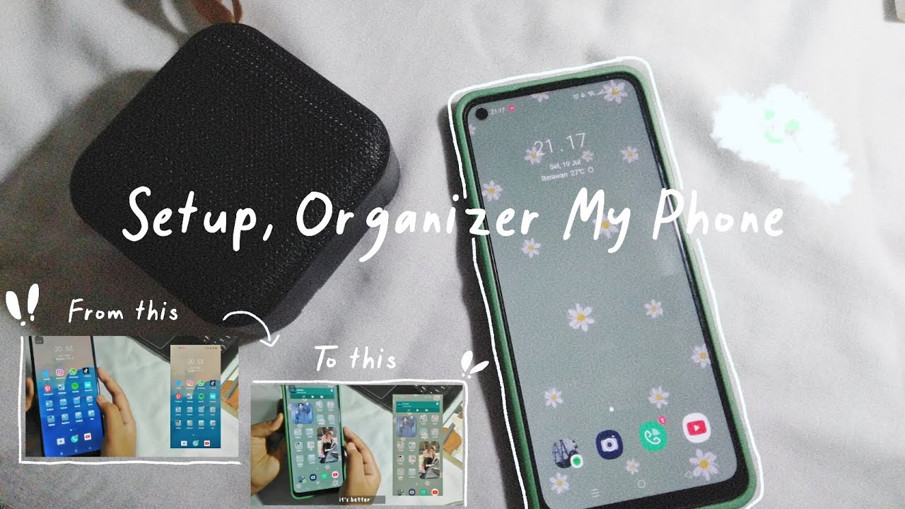 how to organizer my oppo A54 without theme (setup, widget, aesthetic) ☁️✨ [eng/idn sub]