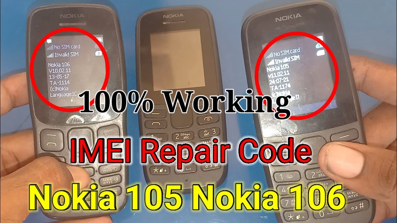 Nokia 106 TA 1114 Nokia 105 TA 1174  IMEI Repair Code  ||Registration fail solution ||