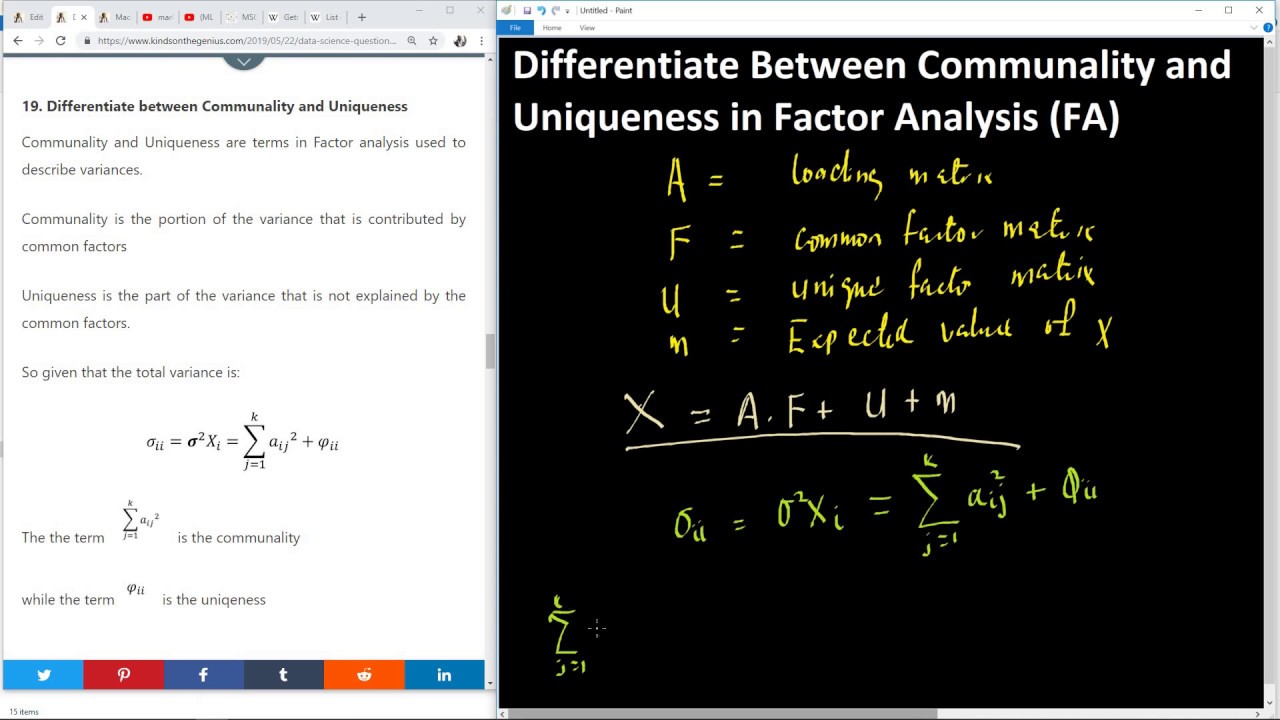 Question 19 -  What is the Difference between Communality and Uniqueness in Factor Analysis