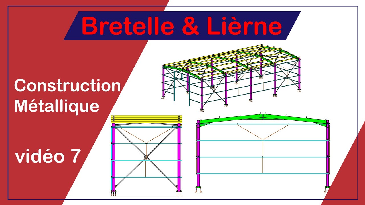 Zoom sur la fixation de bretelles et liernes d'une charpente métallique..