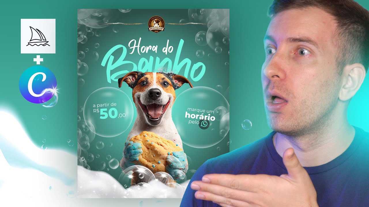 Usando INTELINGÊNCIA ARTIFICIAL + CANVA PRO numa arte SOCIAL MEDIA (Robô Midjourney faz MÁGICA)
