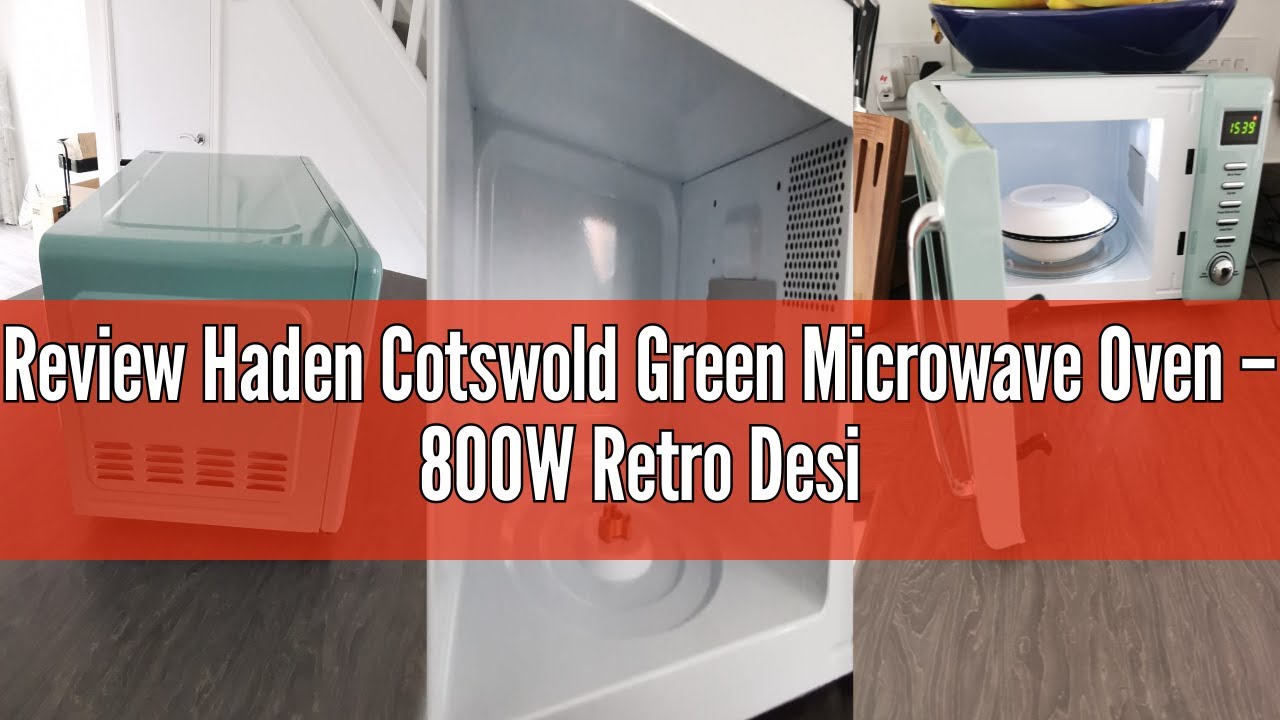 Review Haden Cotswold Green Microwave Oven &ndash; 800W Retro Design, 20L Capacity, Compact Digital Microw