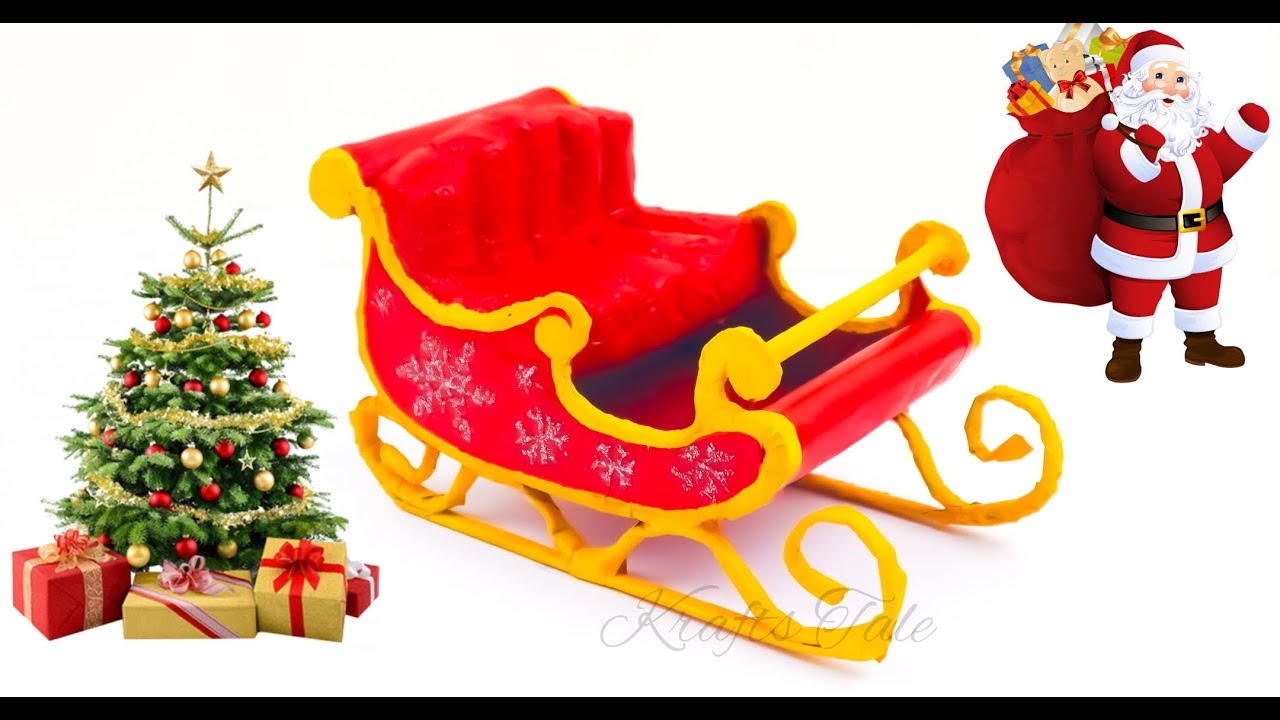 How To Make Santa Claus Sleigh At Home | DIY Santa Sleigh For Christmas Home decoration| Krafts Tale