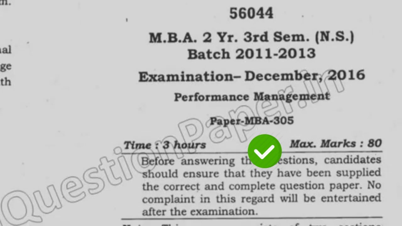 2016 Mdu MBA 3d Sem Performance Management Question Paper #MduQuestionPaper