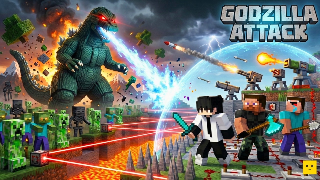 WE BUILT A SECRET DEFENCE BASE to SURVIVE GODZILLA ATTACK! 🦖💥 (Minecraft Survival)