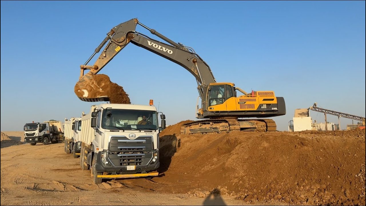 Volvo 480 Excavator Loading Trucks Overburden At Massive Mine-Sotiriadis Mining Works 4K