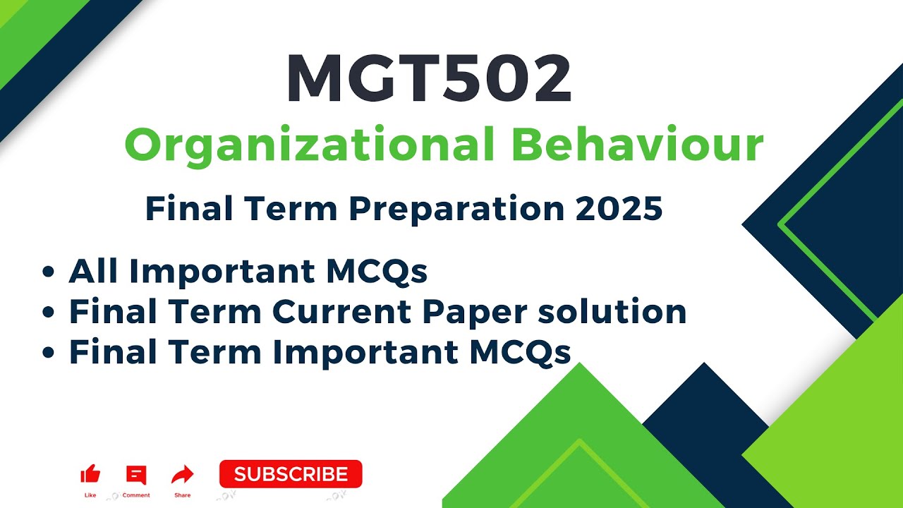 MGT502 Final Term MCQs | mgt502 final term current paper | mgt502 final term important mcqs | mgt502
