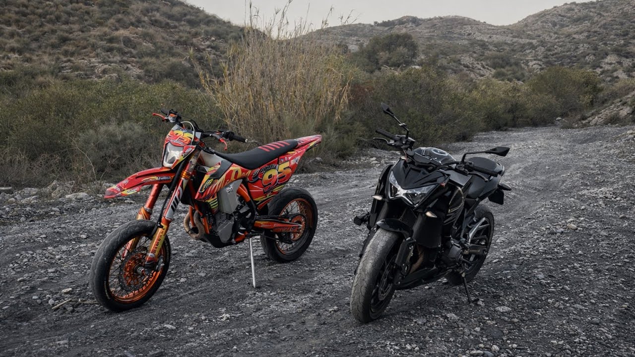 ENDURO CON UNA KAWASAKI Z800 Y UNA KTM EXC 450 DE SUPERMOTARD😳😳😳