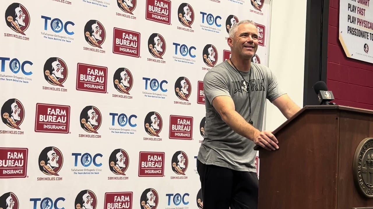 Mike Norvell discusses FSU&rsquo;s first day in shells, young assistants, OL and DL