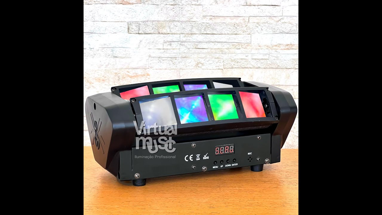 Moving Mini Spider Beam 8 Leds 5 watts Rgbw Dmx