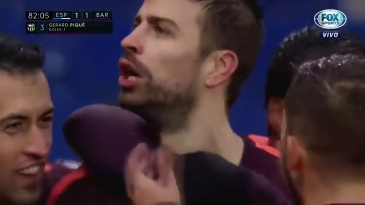 Piqué fight vs Espanyol 04/02/2018