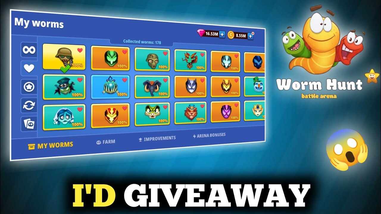 I'D GIVEAWAY 😱 In Worm Hunt Battle Arena | Chance  To Win My Worm Hunt I'D | How To Win Special Worm