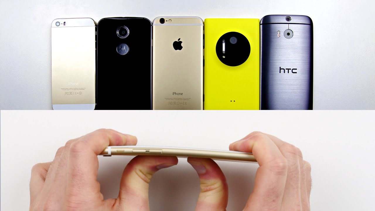 Тест на изгиб iPhone 6 + HTC One M8, Moto X и других
