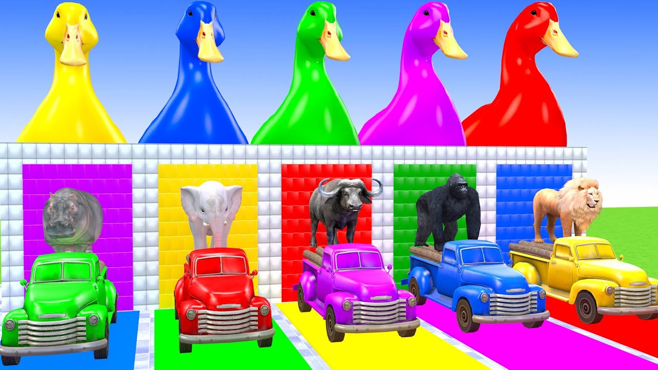 Long Slide Game With Elephant Buffalo Gorilla Lion Hippopotamus 3d Animal Game Funny 3d Animals
