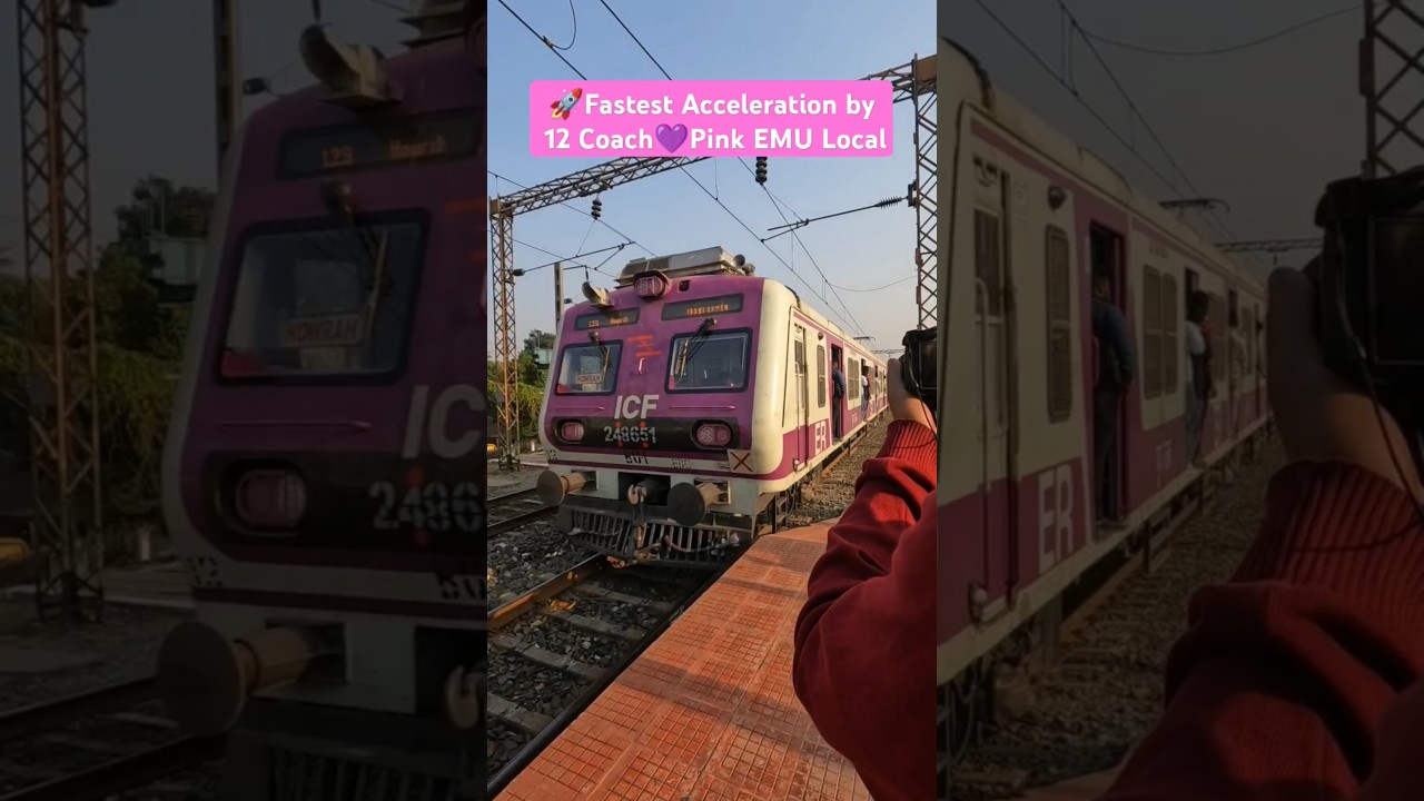 🚀Fastest Acceleration by 12 Coach💜Pink EMU Local #emutrain #pinky #localtrain